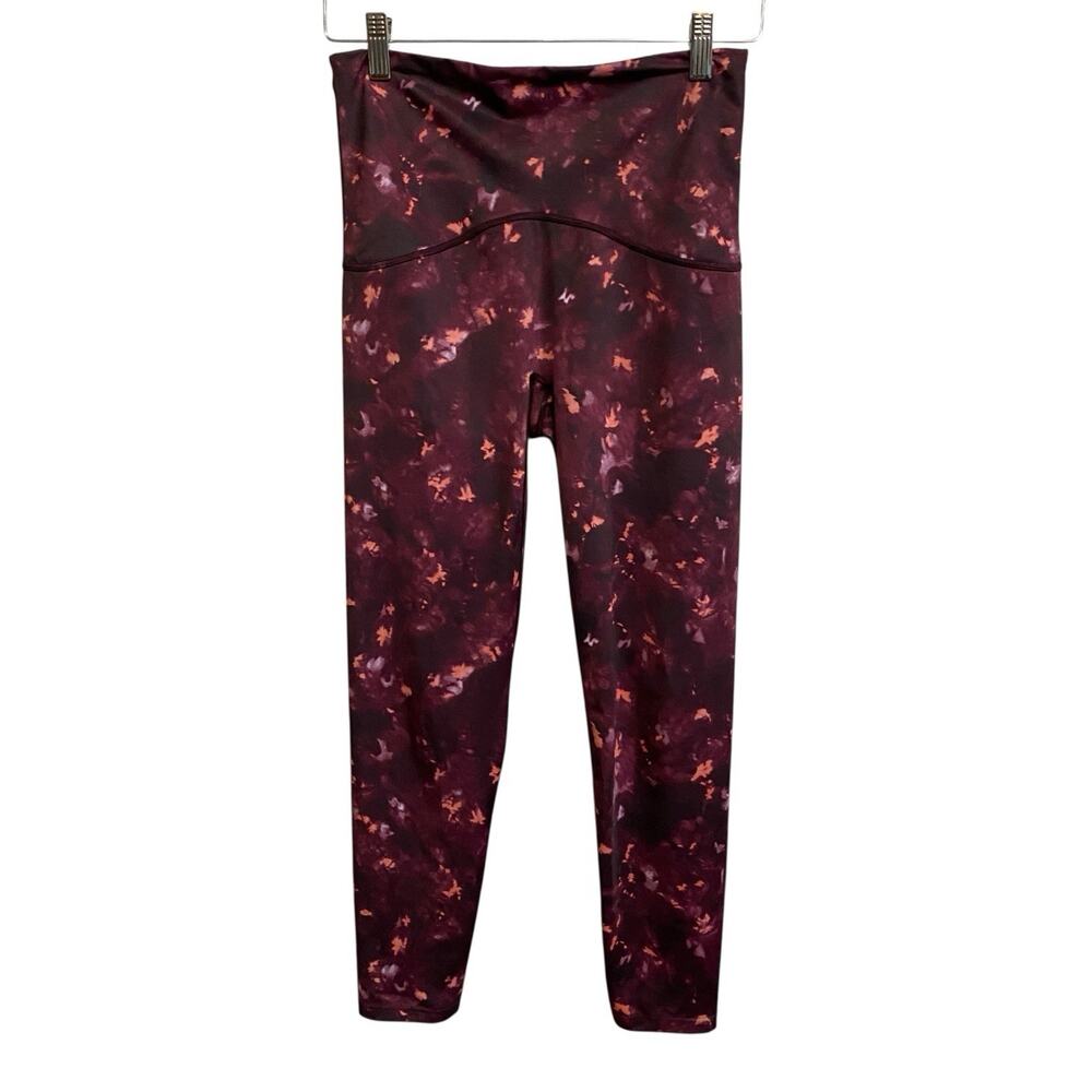 SPANX Booty Boost 7/8 Legging Medium Maroon Burgundy Print Active Athletic Yoga
